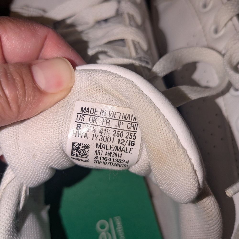 adidas White Athletic Shoes with Green Accents - Picture 5 of 7
